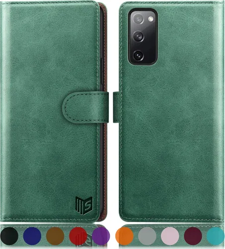 Vista 16 de SUANPOT Funda de piel tipo cartera para Samsung Galaxy S20 FE con bloqueo RFID, soporte para tarjetas de crédito, libro de folio con tapa de PU