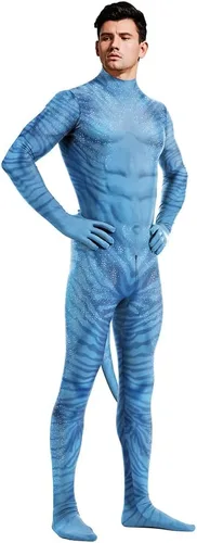 Vista 62 de Disfraz de animal para hombre con estampado de cola grande, overol peludo de elastano para cosplay, fiesta de Halloween