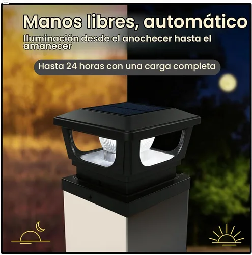 Vista 3 de Brighticonic Luces solares para tapa de poste para exteriores de 4 x 4, 3 x 3 – Luces de poste de encendido/apagado automático alimentadas por BLK
