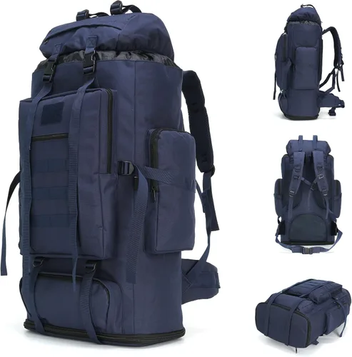 Vista 19 de Mochila de senderismo y camping, mochila MOLLE impermeable para viajes (verde militar)