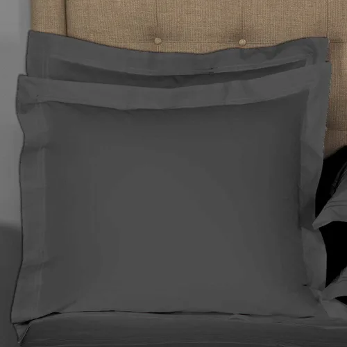 Vista 12 de Crown Collection Juego de 2 fundas de almohada tamaño Queen color gris oscuro, hipoalergénicas de 500 hilos, 100% algodón egipcio, fundas