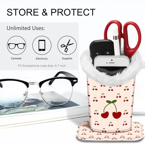 Vista 217 de Fintie Soporte para anteojos forrado de felpa con base magnética, estuche de cuero vegano prémium para lentes
