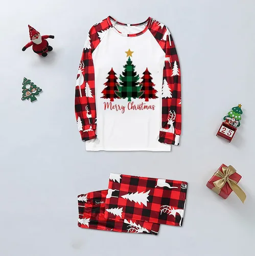 Vista 5 de Kainawee Pijamas de Navidad para la familia 2023 a juego, juego de 2 piezas de manga larga para festival, fiesta, pijamas