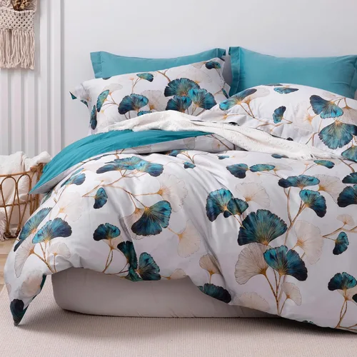Vista 23 de MILDLY Juego de funda nórdica floral de mármol azul y verde acuarela 3