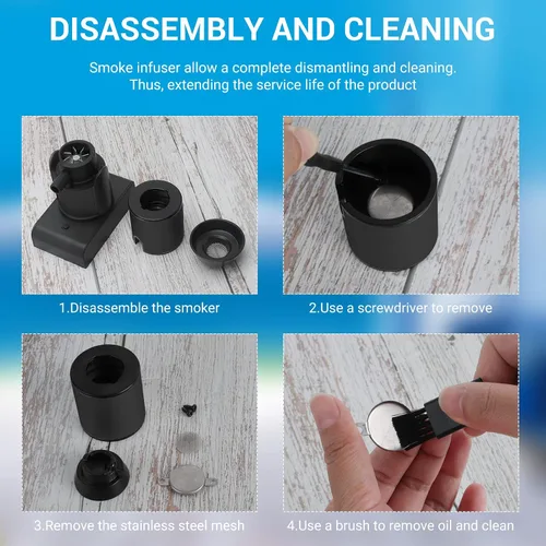 Vista 6 de BORUIT Pistola para Ahumar Cóctel Incluye Virutas de Madera y Accesorios, Ahumador Portátil para Bebidas, Kit de Infusión de Humo