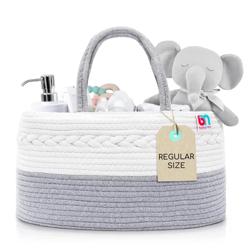 Vista 11 de Organizador de pañales de cuerda, almacenamiento para artículos de bebé y niños pequeños, organizador portátil de algodón para guardar fácilmente