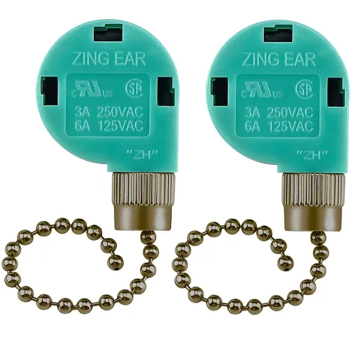 Vista 6 de Paquete de 2 interruptores de cadena para ventilador de techo, cable universal con cremallera de 3 velocidades de control de 4 cables ZE 268S6