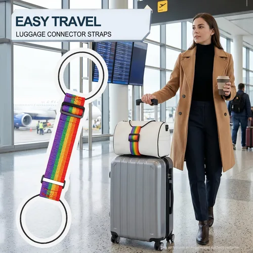 Vista 6 de Correas de equipaje para maletas, correas de conector de equipaje ajustables fuertes y multiusos, cinturón de sujeción elástico ajustable, añade una