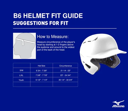 Vista 5 de Mizuno Casco de bateo de béisbol para adultos B6