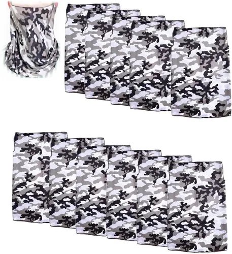 Vista 13 de Paquete de 12 polainas para el cuello, bufanda, máscara facial, bandanas para hombres y mujeres, máscara facial, pasamontañas, diademas