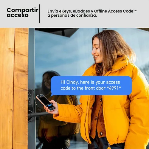 Vista 6 de Lockly Secure Plus, cerradura de puerta inteligente Bluetooth, cerradura de puerta de entrada sin llave con asa, teclado PIN Genie®, sensor