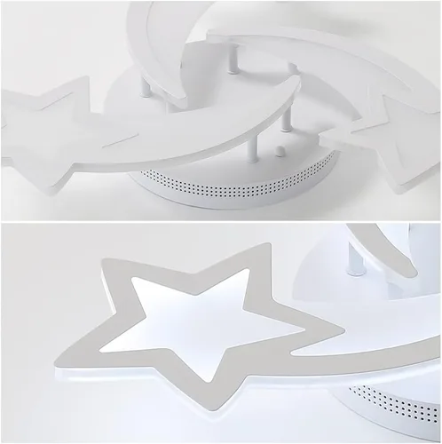 Vista 6 de Goeco Lámpara de techo Kidsroom, 3 modos de luz (3000 K/4500 K/6000 K) acrílico blanco cerca del techo, lámpara de techo de dibujos animados