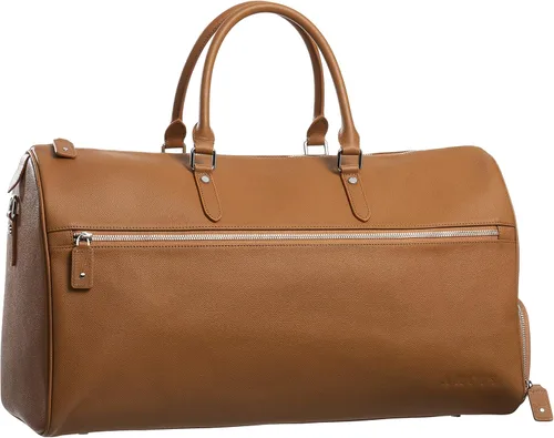 Vista 6 de Bolsa de viaje de piel auténtica con compartimento para zapatos, bolsa de fin de semananoche, bolsa de mano, Marrón