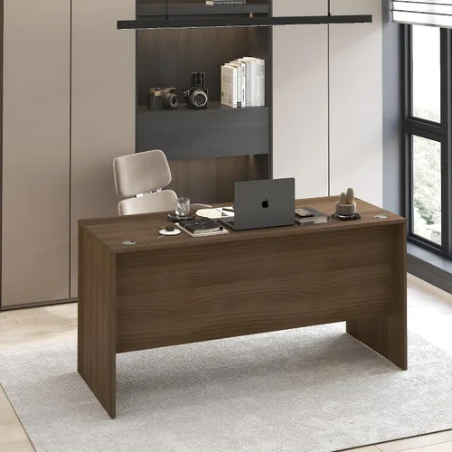 Vista 10 de Furinno Roger 60 Inch Executive Desk with File Cabinet, Home Office Desk with 3-Drawer Fixed Pedestal Filing Cabinet, Desk Cord Grommet, for Home