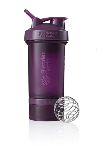 Vista 8 de Sistema BlenderBottle ProStak con botella de 22 onzas y almacenaje de giro y bloqueo, Gris (Pebble Gray)