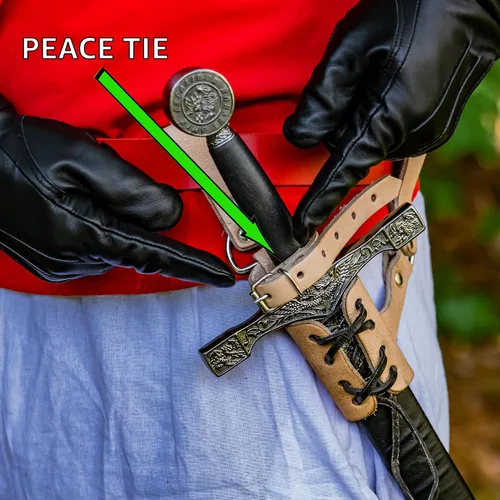 Vista 45 de Armory Replicas™ - Rana espada de cuero hecha a mano – Disfraz medieval LARP hebilla ajustable y cinturón de arma con cable soporte