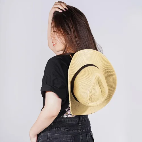 Vista 5 de Sombreros de vaquero de paja unisex para mujeres y hombres, sombrero de vaquero de playa occidental, sombrero de ala ancha para playa, Halloween