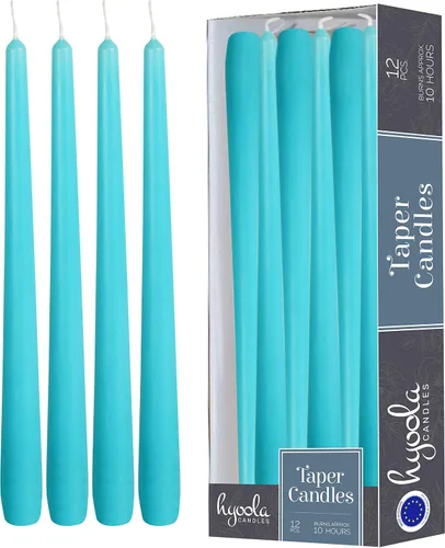 Vista 10 de Hyoola Tall Taper Candles - Vela de cena turquesa sin goteo de 10 pulgadas, sin perfume, cera de parafina con mechas de algodón, 8 horas de tiempo