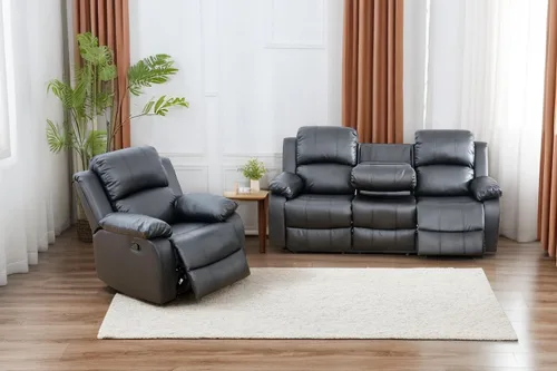 Vista 23 de A Ainehome Juego de Muebles de Sala de Estar de Cuero Reclinable Juego de Sofá Sillón Loveseat Juego de Muebles Sofá para Sala de Estar/Espacio
