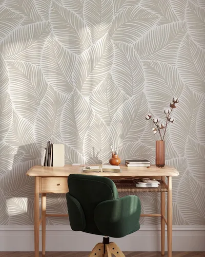 Vista 2 de Papel tapiz de hojas minimalistas, papel tapiz floral autoadhesivo extraíble, papel tapiz escandinavo para despegar y pegar