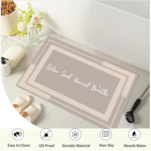 Vista 3 de Giwawa Alfombra de baño color beige, antideslizante, lavable, absorbe el agua, de secado rápido, para relajarse, relajarse, respirar, para baño