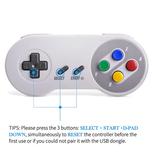 Vista 8 de SAFFUN 2 Pack 2.4 GHz Wireless USB Controller Compatible with SNES Games, Retro SNES PC Controller for Windows PC iOS MAC Linux Raspberry Pi