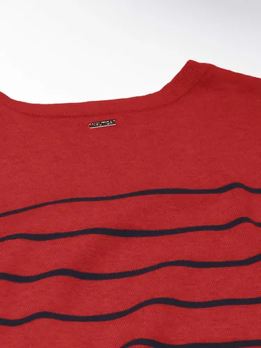 Vista 6 de Nautica Suéter de manga larga para mujer, 100% algodón, a rayas, cuello redondo