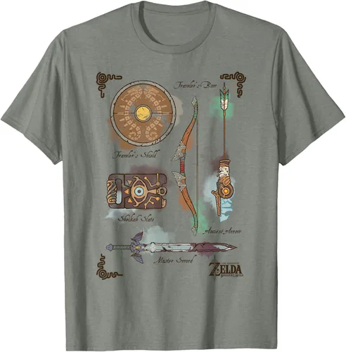 Vista 31 de Zelda Breath of The Wild Link Inventory - Camiseta gráfica Gris Oscuro