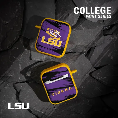 Vista 2 de Affinity Bands LSU Tigers HDX - Funda compatible con Apple AirPods Gen 1 y 2 (rayas de pintura)