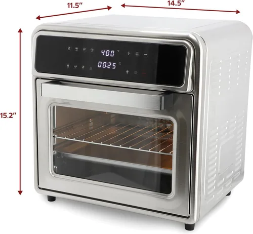 Vista 6 de Horno freidora de aire digital de acero inoxidable de 21.13 cuartos de galón, horno de convección multifunción con 4 elementos calefactores