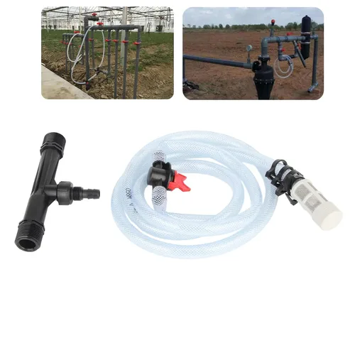 Vista 4 de Venturi - Kit de inyector de fertilizante de 1 pulgada, sistema de riego por goteo eficiente con tubo de agua para césped, jardín, invernadero