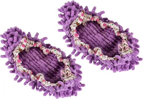 Vista 7 de M METERXITY 2 pares de fundas lavables de limpieza para zapatos, polvo de limpieza de suelos, pantuflas de microfibra de chenilla, para mopa de Azul