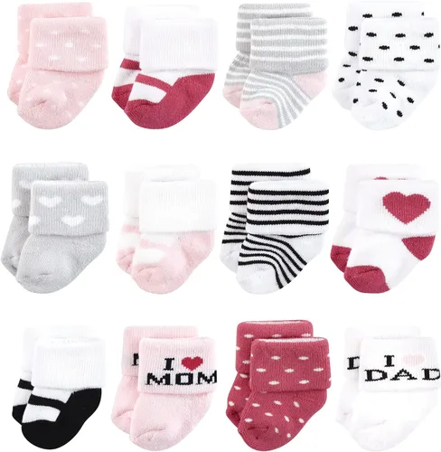 Vista 17 de Hudson Baby - Calcetines de algodón para bebés recién nacidos y Terry para niñas bebés
