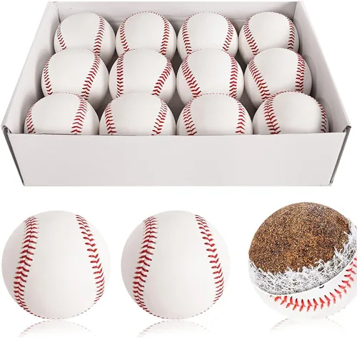 Vista 6 de Pelotas de béisbol oficiales de tamaño para entrenamiento de práctica 12 pelotas en paquete, pelotas de béisbol en blanco para deportes