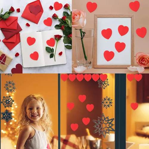 Vista 5 de 360 piezas de recortes de corazón pequeños con forma de corazón de papel de 2 pulgadas, confeti de corazones rojos de San Valentín, troqueles
