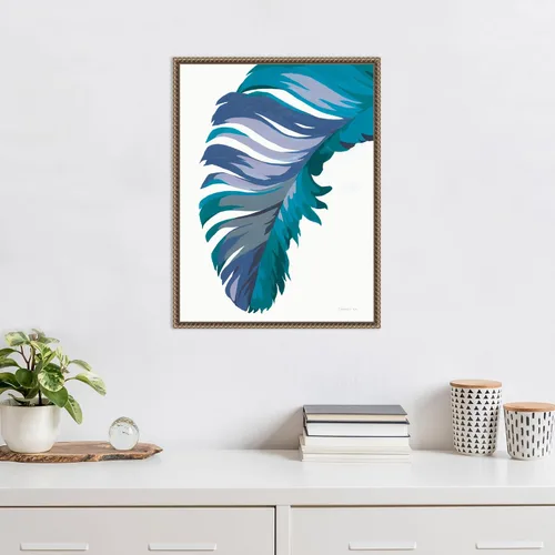 Vista 5 de Amanti Art Framed Canvas Wall Art 24x18 Retro Big Leaf I Cool by Danhui Nai, Framed Wall Art Canvas, Abstract Artwork, Traditional Decor, Medium