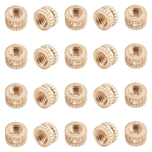 Vista 50 de Tuercas moleteadas de rosca hembra M2x3mm OD Tuercas de inserción roscadas de latón Tuercas de incrustación hidráulicas soldadas juntas Kit surtido