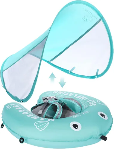 Vista 11 de HECCEI - Flotador en forma de aeroplano número 07 Mambobaby para bebé con toldo para el sol, añadir cola, color rosa
