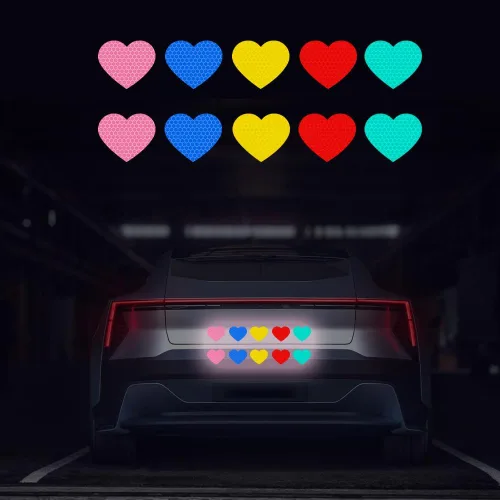 Vista 13 de 10 calcomanías de vinilo de corazón para automóviles, cubierta reflectante de alta intensidad para arañazos, calcomanías para parachoques de Azul