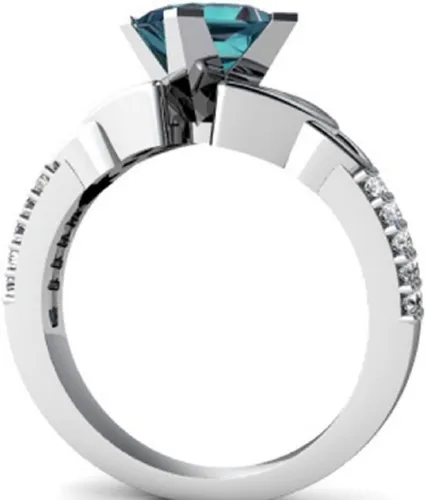 Vista 3 de Awmnjtmgpw - Anillo de compromiso de boda para mujer, plata de ley 925, corte celta, topacio arcoíris, circonita cúbica, topacio azul, talla 6-10