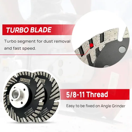 Vista 5 de DT-DIATOOL Hoja turbo de diamante de 4 pulgadas para cortar hormigón de mármol de granito con dientes de protección inclinados