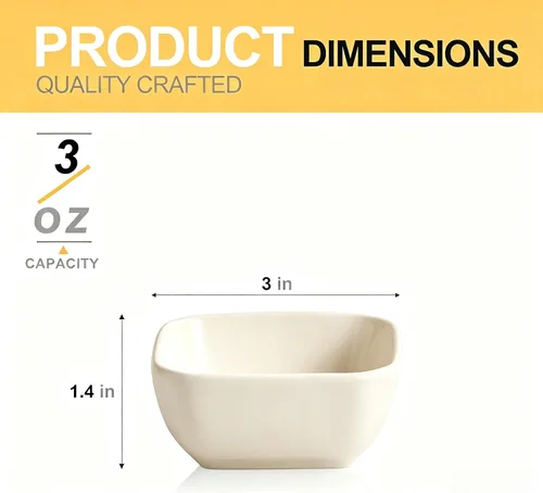 Vista 2 de Ceramic Dipping Bowls Set of 6,3 Ounce Porcelain Small Mini Dip Bowl Square Soy Sauce Dish - Good for Tomato Sauce, Sushi Soy, BBQ,Charcuterie Beige