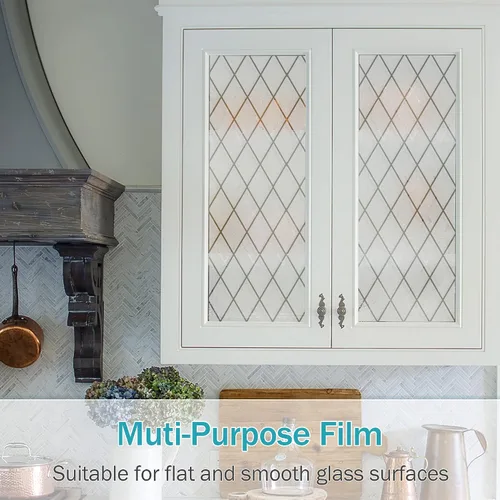 Vista 6 de VELIMAX Película esmerilada de celosía para ventana, película de privacidad para ventana, vinilo opaco de vinilo adhesivo no adhesivo, anti-UV, 29.5
