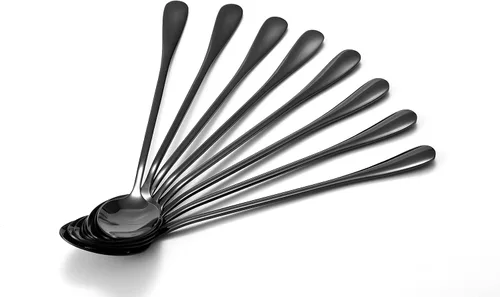 Vista 8 de Marco Almond KYA39 - Juego de cuchillos de cocina + cucharas de mango largo de acero inoxidable con revestimiento de titanio KYA59