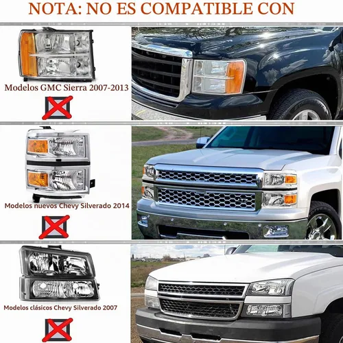 Vista 8 de LED Headlights for 2007-2013 Chevy Silverado 1500&2007-2014 2500 3500 HD 600% brillante reemplazo de montaje de faros con señal de giro secuencial