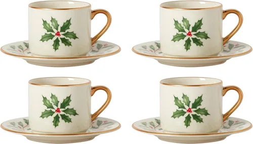 Vista 11 de Lenox 853763 Juego de 4 tazas apilables de vacaciones, Vajilla de Navidad, para recibir invitados