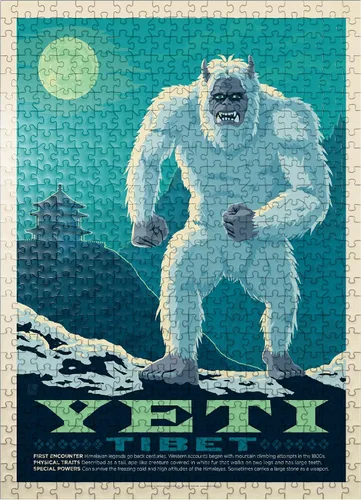 Vista 7 de MyPuzzle Mythical Creatures: Yeti, póster vintage, rompecabezas de 100 piezas para adultos