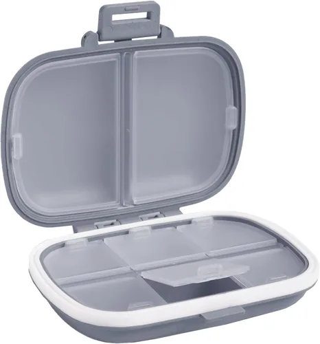 Vista 10 de Holii Pastillero de viaje, 8 compartimentos, pastillero portátil, pastillero diario para guardar vitaminas, pequeño contenedor de píldoras para Azul