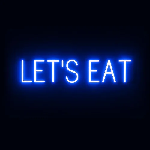 Vista 55 de SpellBrite Letrero EAT Letrero de neón para comer con luz LED azul, 13.1 x 6.3 pulgadas