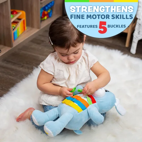 Vista 3 de Buckle Toys Barkley Dog - Juguete de aprendizaje de animales de peluche - Desarrolla habilidades motoras finas - Animal de peluche de reconocimiento